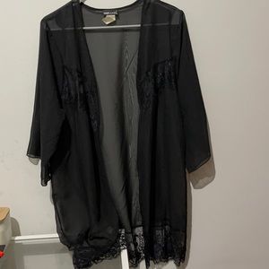 Sheer black lace kimono